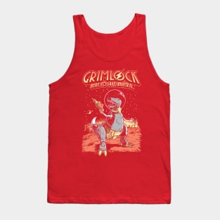 Space Pulp Robot Dinosaur Hero Tank Top